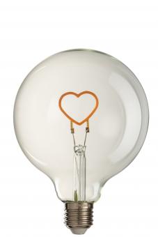Lampe Led + Dose Herz Glas Gelb/Transparent E27 