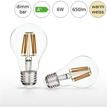 LED-Glühfadenlampe E27 AGL-Form 6W 60x105mm warmweiss 2700K 650lm dimmbar 
