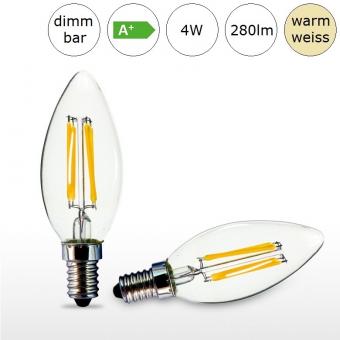 LED-Glühfadenlampe E14 4W 35x97mm warmweiss 2700K 280lm dimmbar 