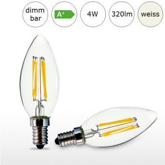 LED-Glühfadenlampe E14 4W 35x97mm neutralweiss 4000K 320lm dimmbar 