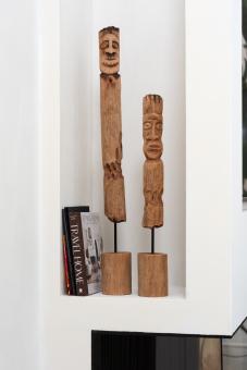 Set Von 3 Figuren Auf Fuß Totem Holz Naturell 