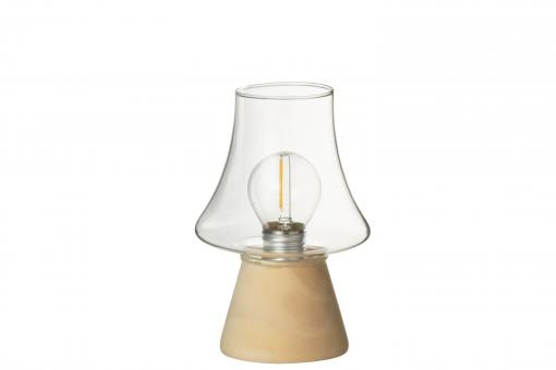 Lampe Glas/Holz Naturell 