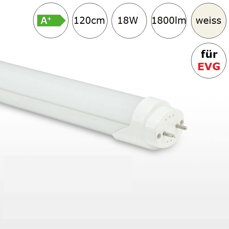 Lampenhelden, LED Röhre Tube 18W 120cm neutralweiss 4000K 1800lm RA>80 für  Leuchten mit EVG